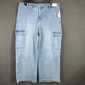 Jessica Simpson Jenna Women's size 18W Blue Baggy Cargo Pockets Denim jeans